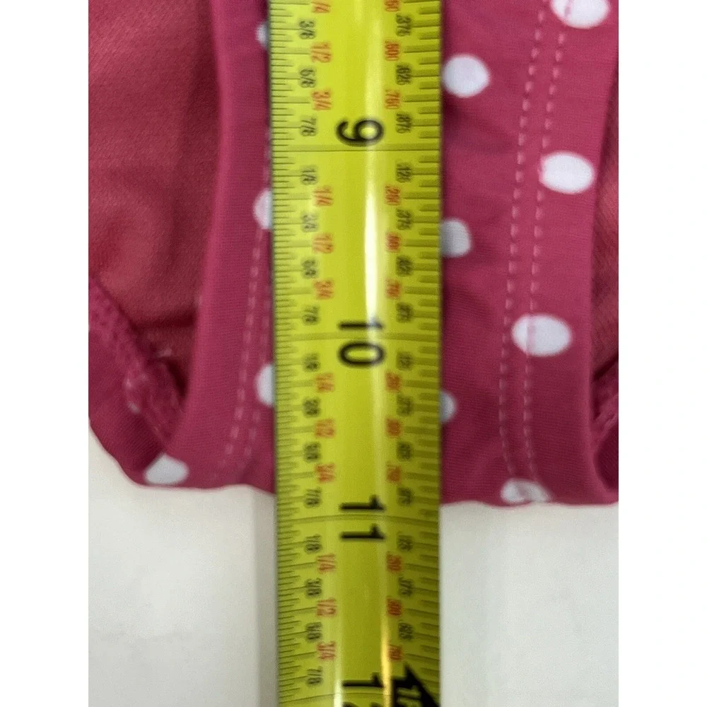Time and Tru Bikini Women's Sz L (12-14) Pink White Polka Dot Ruched‎ Sides